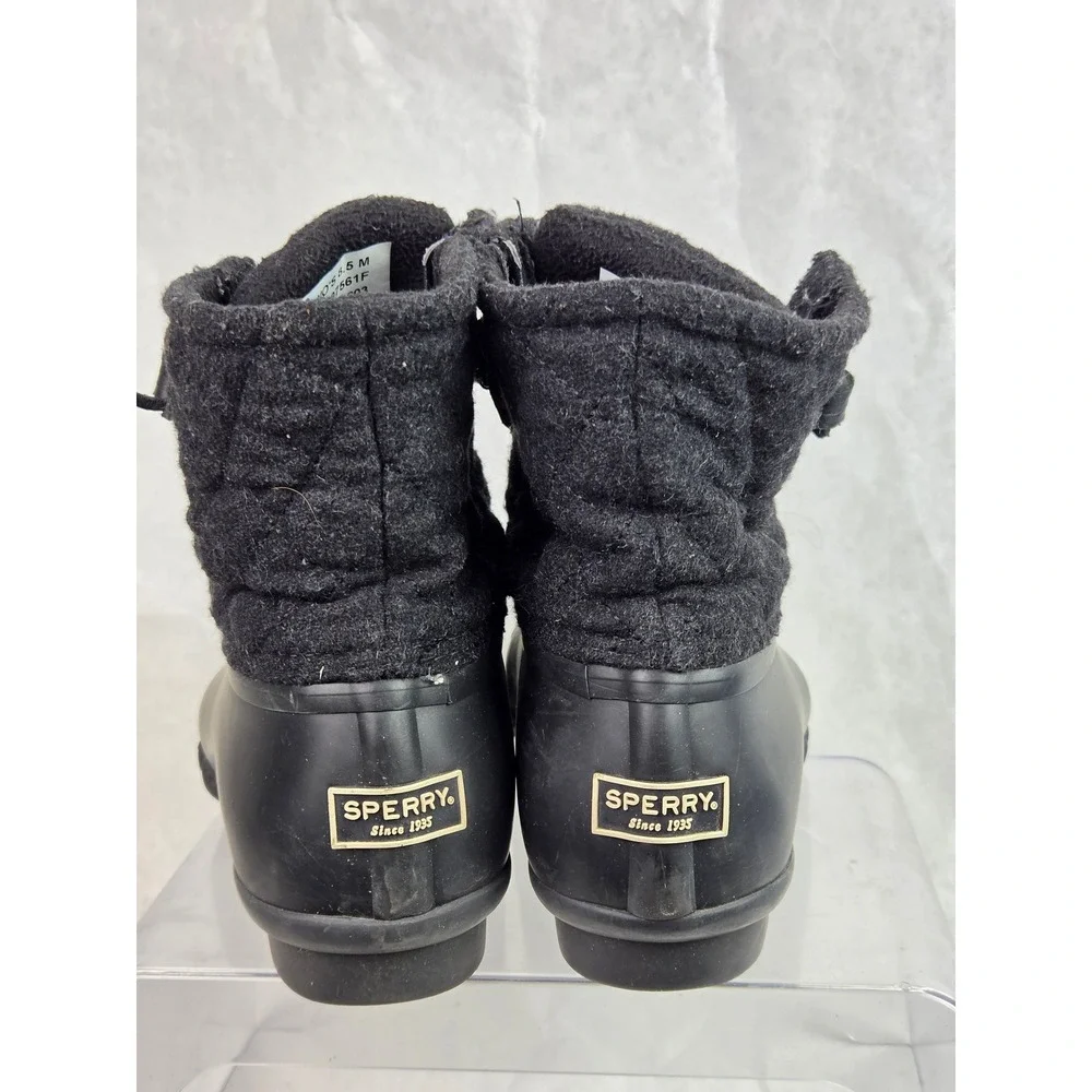 Sperry Saltwater Quilted Wool Duck Boots Black Womens 8.5 Rain Casual Monochrom